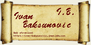 Ivan Bakšunović vizit kartica